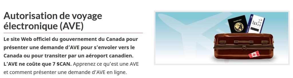 visa Canada (AVE)